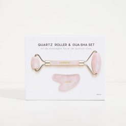 Kit Quartz Roller & Gua Sha Set Océane - 1 Rolo Massageador + 1 Pedra Esculpida